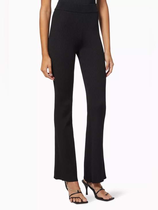 Good American Pants - Good American Ribbed Flare Pants High Rise Black Pull On Size 2